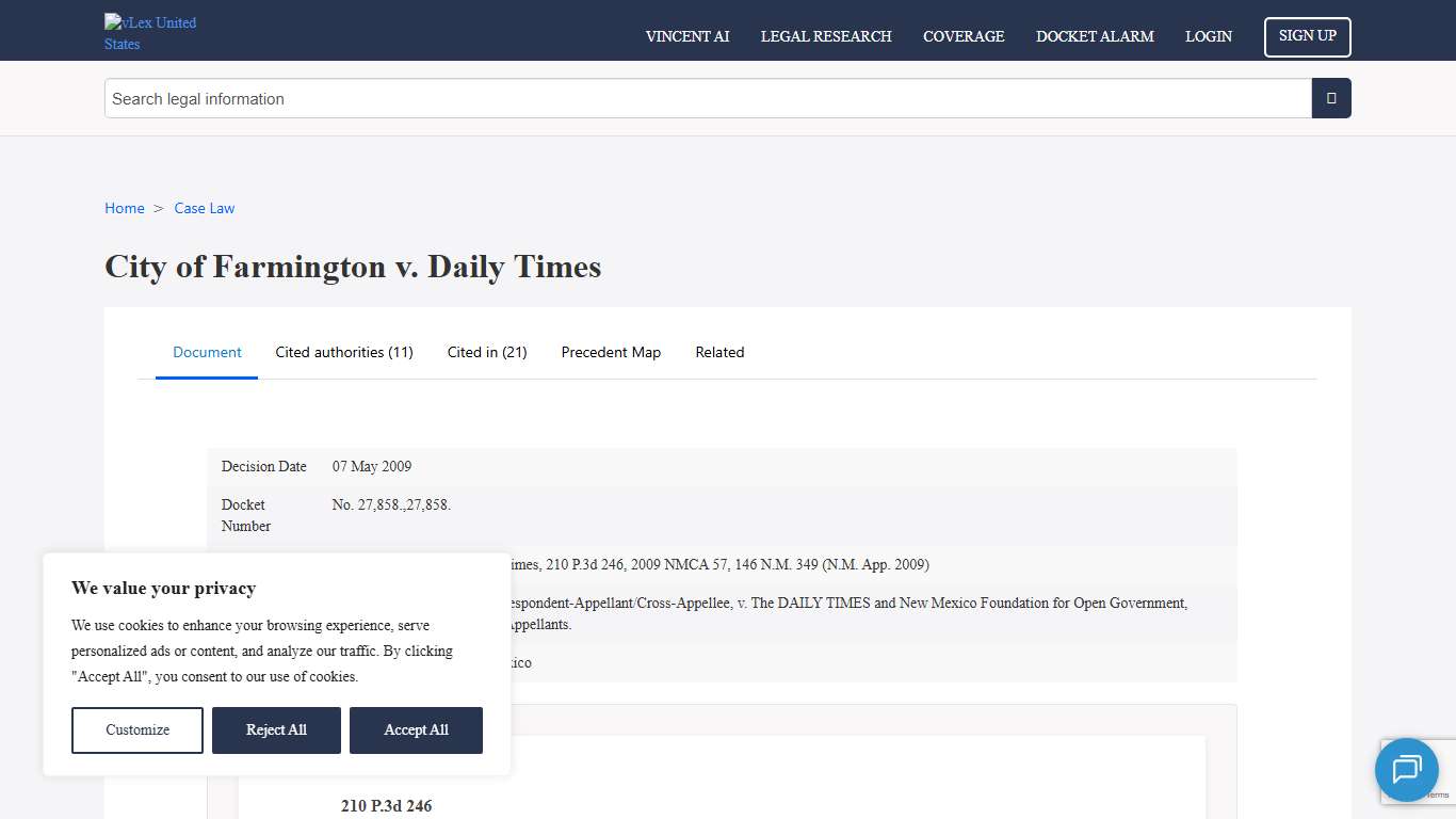 City of Farmington v. Daily Times (City of Farmington v. Daily Times, 210 P.3d 246, 2009 NMCA 57, 146 N.M. 349 (N.M. App. 2009)) - vLex United States